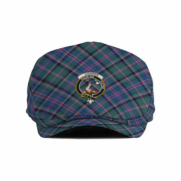 Cooper Tartan Flat Cap, Jeff Cap Cross Style with Family Crest