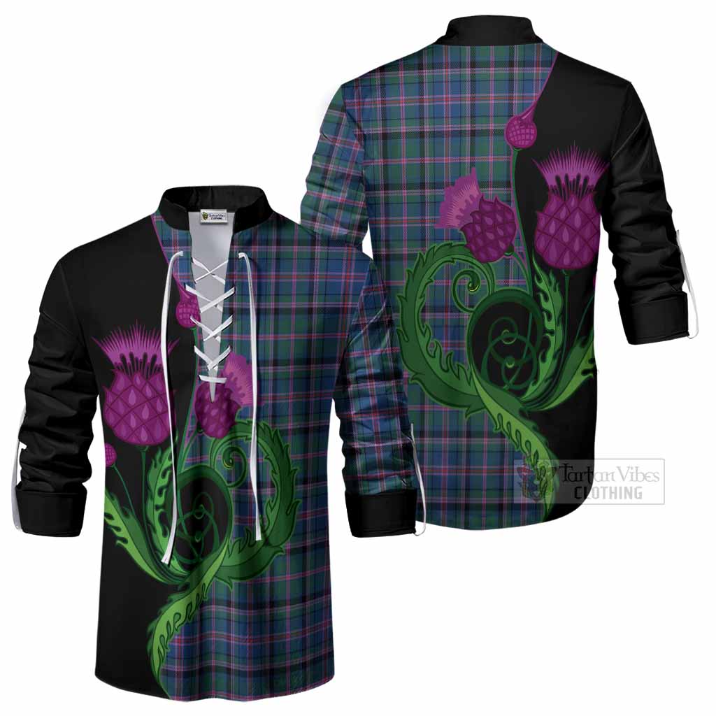 Cooper Tartan Ghillie Shirt Traditional Scottish Thistle