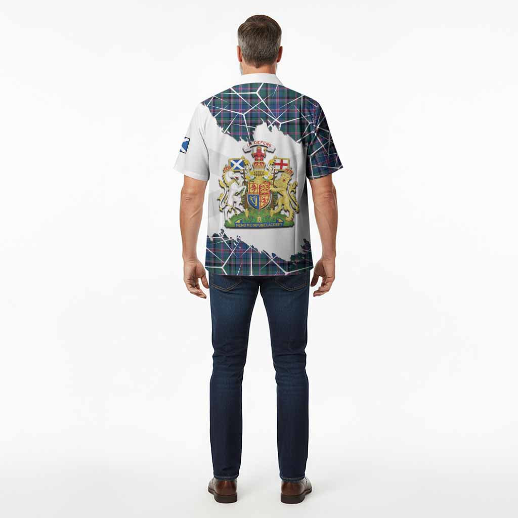 Cooper Tartan Hawaiian Shirt with Family Crest and Lion Rampant Grunge Style