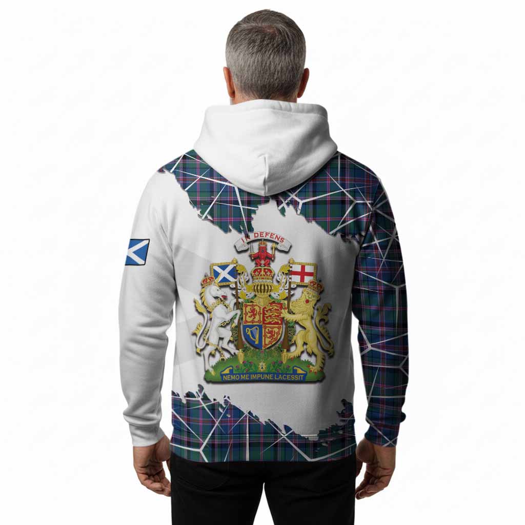 Cooper Tartan Hoodie with Family Crest and Lion Rampant Grunge Style
