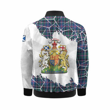 Cooper Tartan Kid Bomber Jacket with Family Crest and Lion Rampant Grunge Style