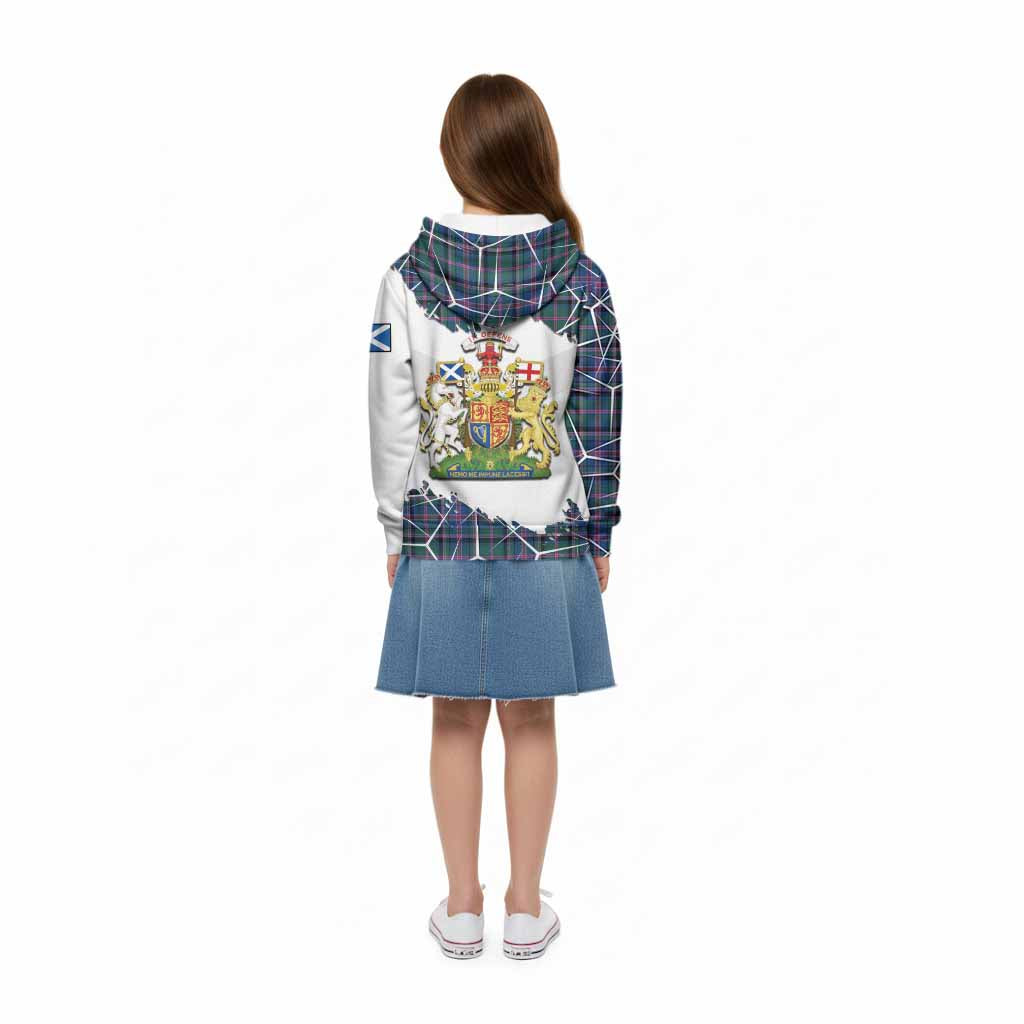 Cooper Tartan Kid Hoodie with Family Crest and Lion Rampant Grunge Style