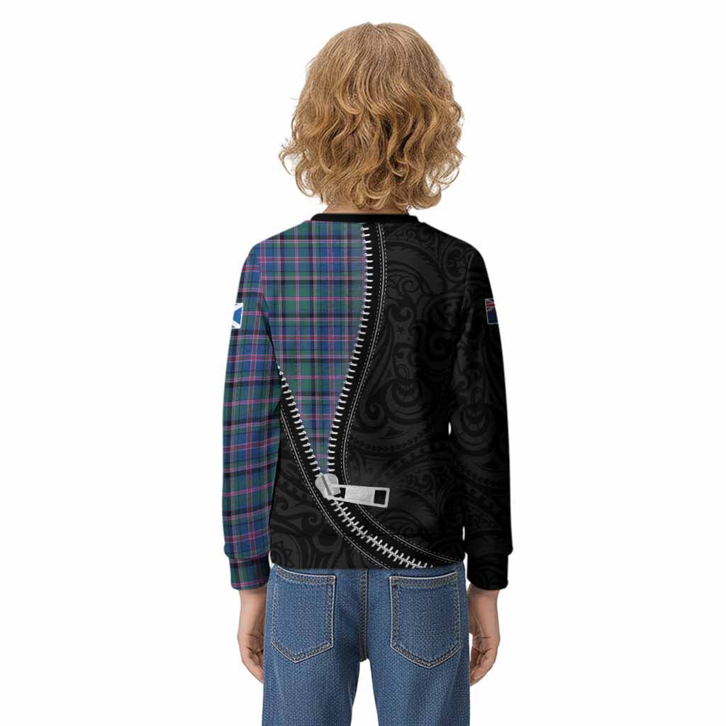 Cooper Tartan Kid Knitted Sweatshirt New Zealand Pattern Unique Zipper Stylized