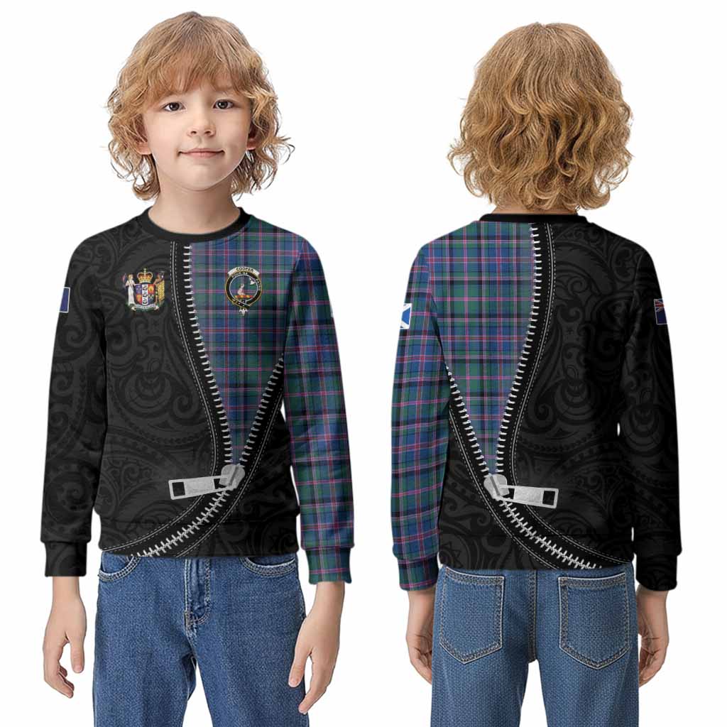 Cooper Tartan Kid Knitted Sweatshirt New Zealand Pattern Unique Zipper Stylized