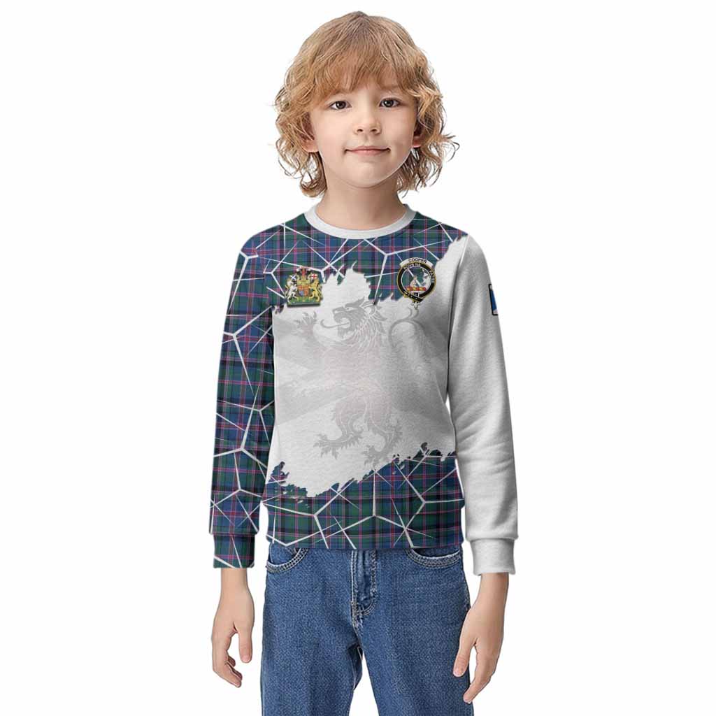 Cooper Tartan Kid Knitted Sweatshirt with Family Crest and Lion Rampant Grunge Style