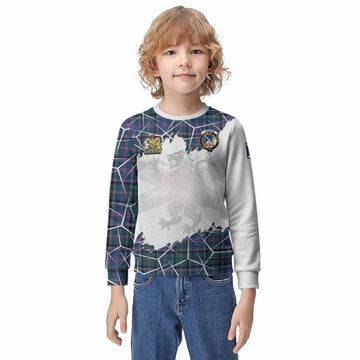 Cooper Tartan Kid Knitted Sweatshirt with Family Crest and Lion Rampant Grunge Style