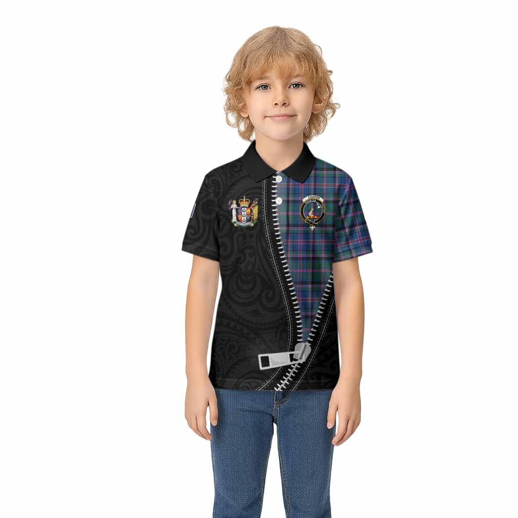 Cooper Tartan Kid Polo Shirt New Zealand Pattern Unique Zipper Stylized