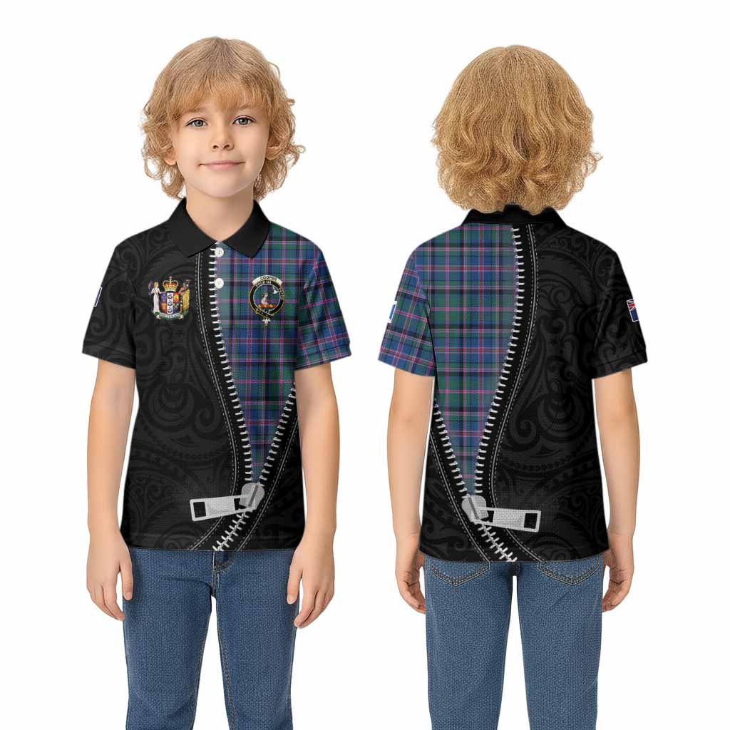 Cooper Tartan Kid Polo Shirt New Zealand Pattern Unique Zipper Stylized