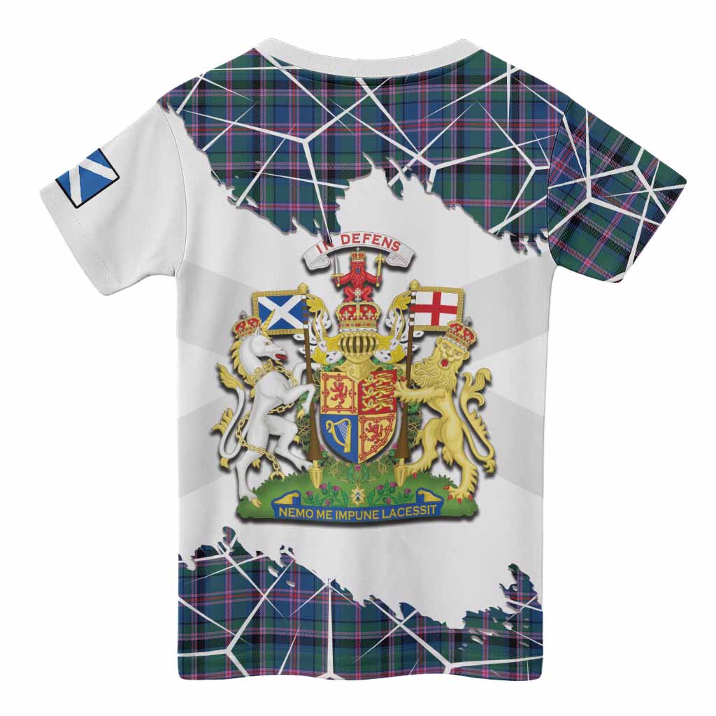 Cooper Tartan Kid T-shirt with Family Crest and Lion Rampant Grunge Style
