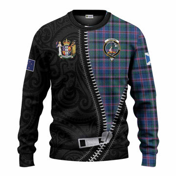 Cooper Tartan Knitted Sweater New Zealand Pattern Unique Zipper Stylized
