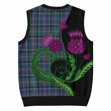 Cooper Tartan Knitted V-Neck Vest Traditional Scottish Thistle