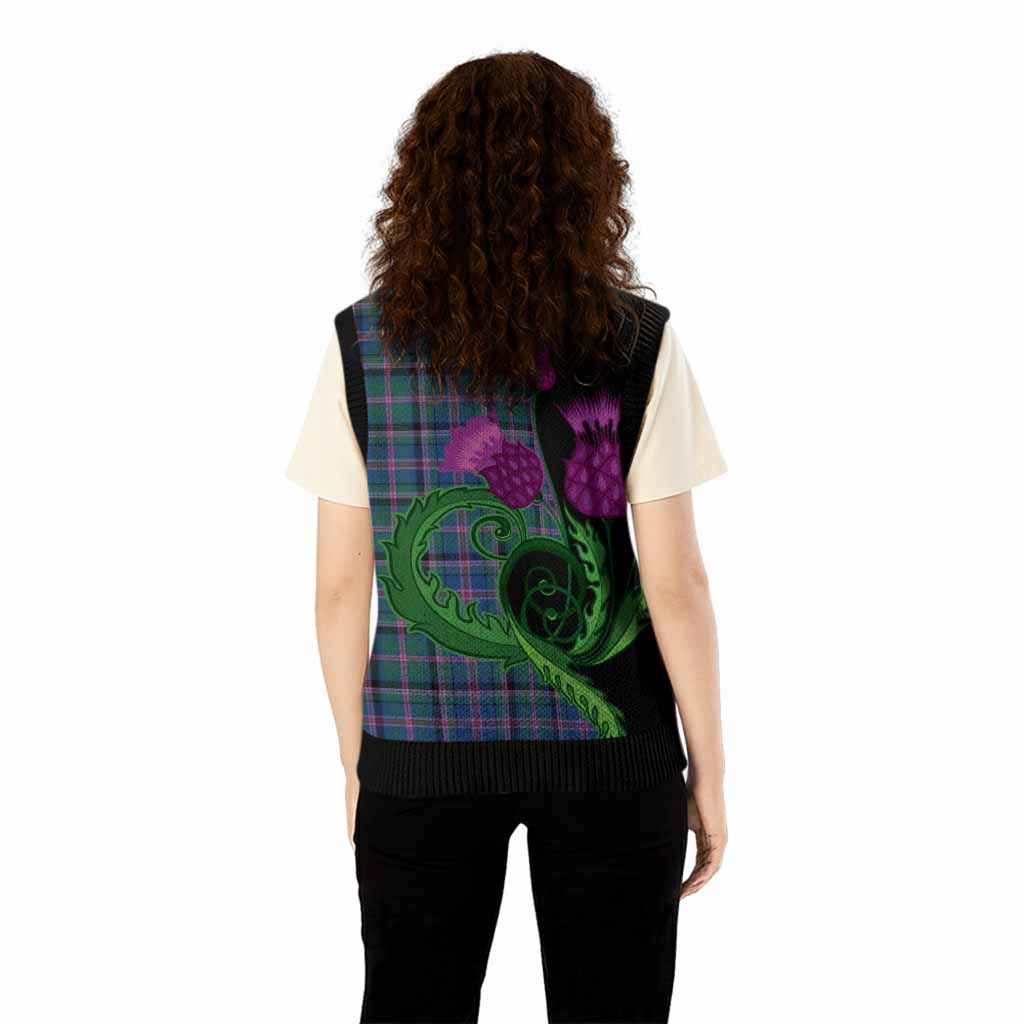 Cooper Tartan Knitted V-Neck Vest Traditional Scottish Thistle