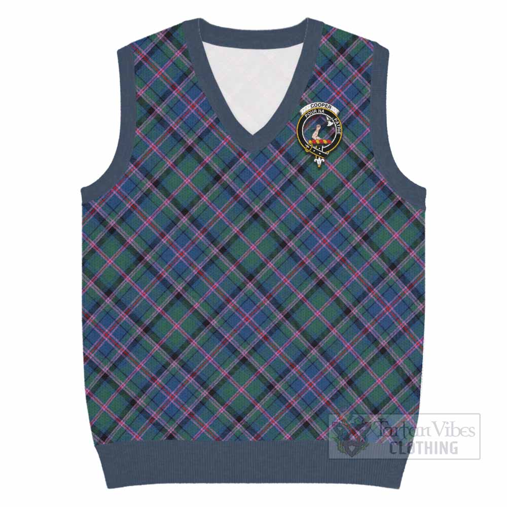 Cooper Tartan Knitted V-Neck Vest with Family Crest Cross Style