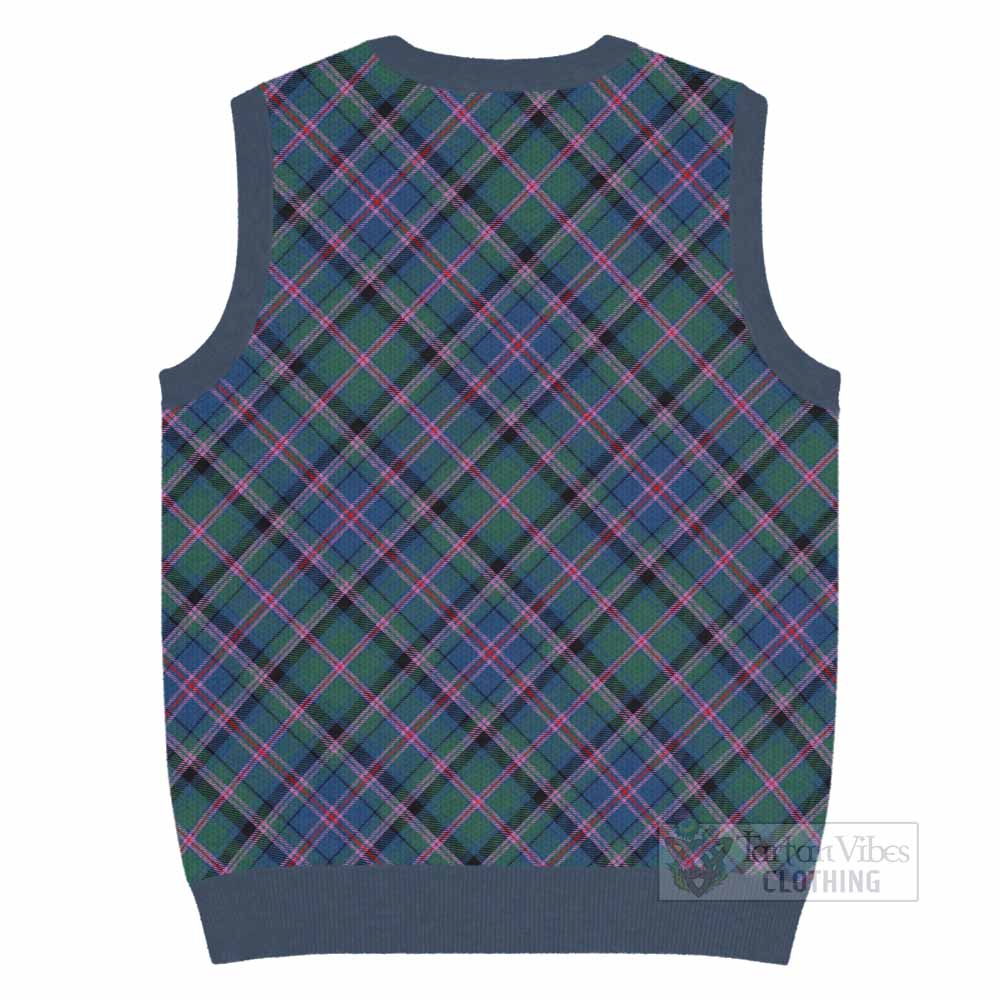 Cooper Tartan Knitted V-Neck Vest with Family Crest Cross Style