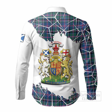 Cooper Tartan Long Sleeve Button Shirts with Family Crest and Lion Rampant Grunge Style