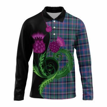 Cooper Tartan Long Sleeve Polo Shirt Traditional Scottish Thistle