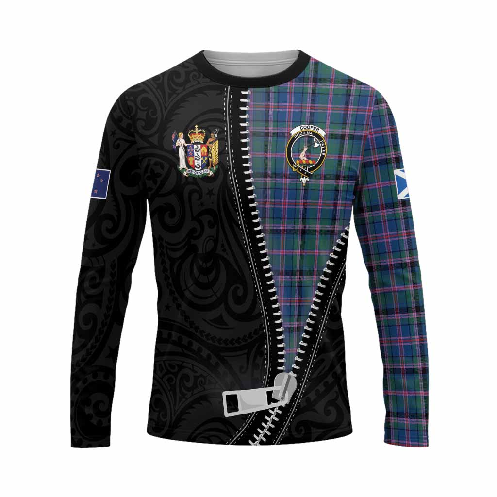 Cooper Tartan Long Sleeve T-Shirt New Zealand Pattern Unique Zipper Stylized