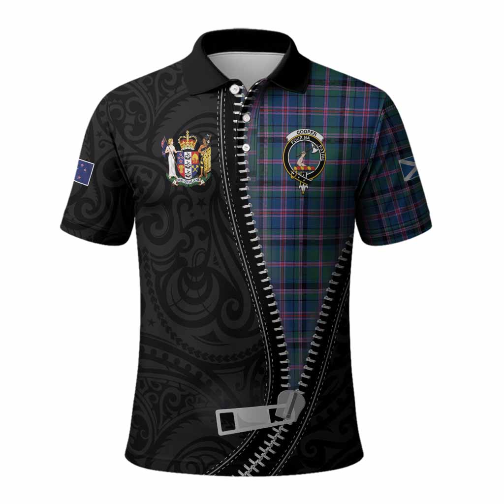 Cooper Tartan Polo Shirt New Zealand Pattern Unique Zipper Stylized
