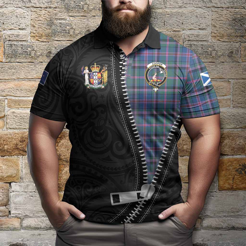 Cooper Tartan Polo Shirt New Zealand Pattern Unique Zipper Stylized