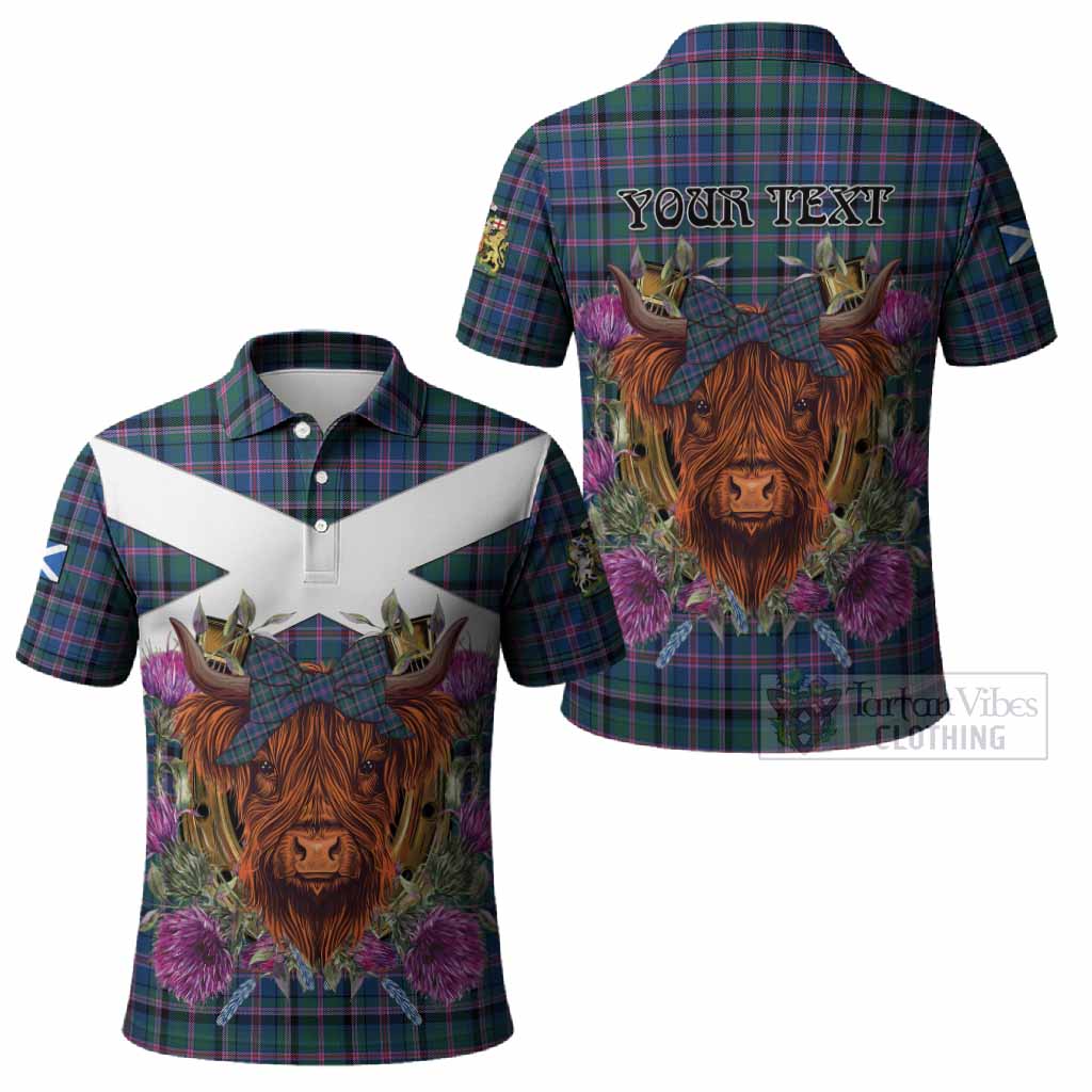 Cooper Tartan Polo Shirt Scottish Thistle Heilan Coo