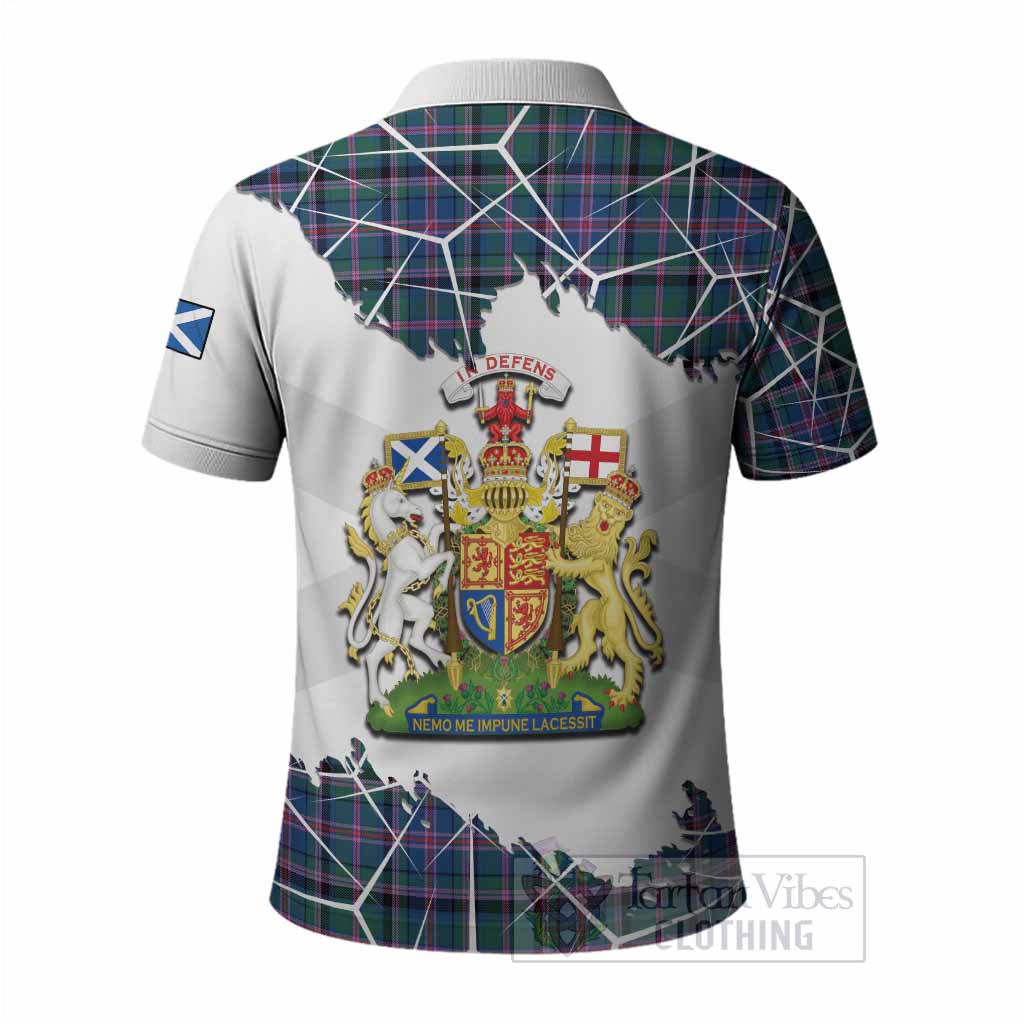 Cooper Tartan Polo Shirt with Family Crest and Lion Rampant Grunge Style