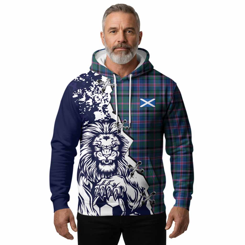 Cooper Tartan Scottish Hoodie Angry Lion With Soccer Ball Style