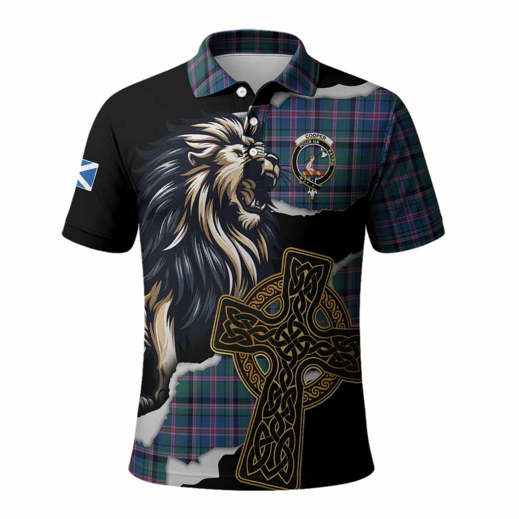 Cooper Tartan Scottish Polo Shirt Lion Celtic Heritage