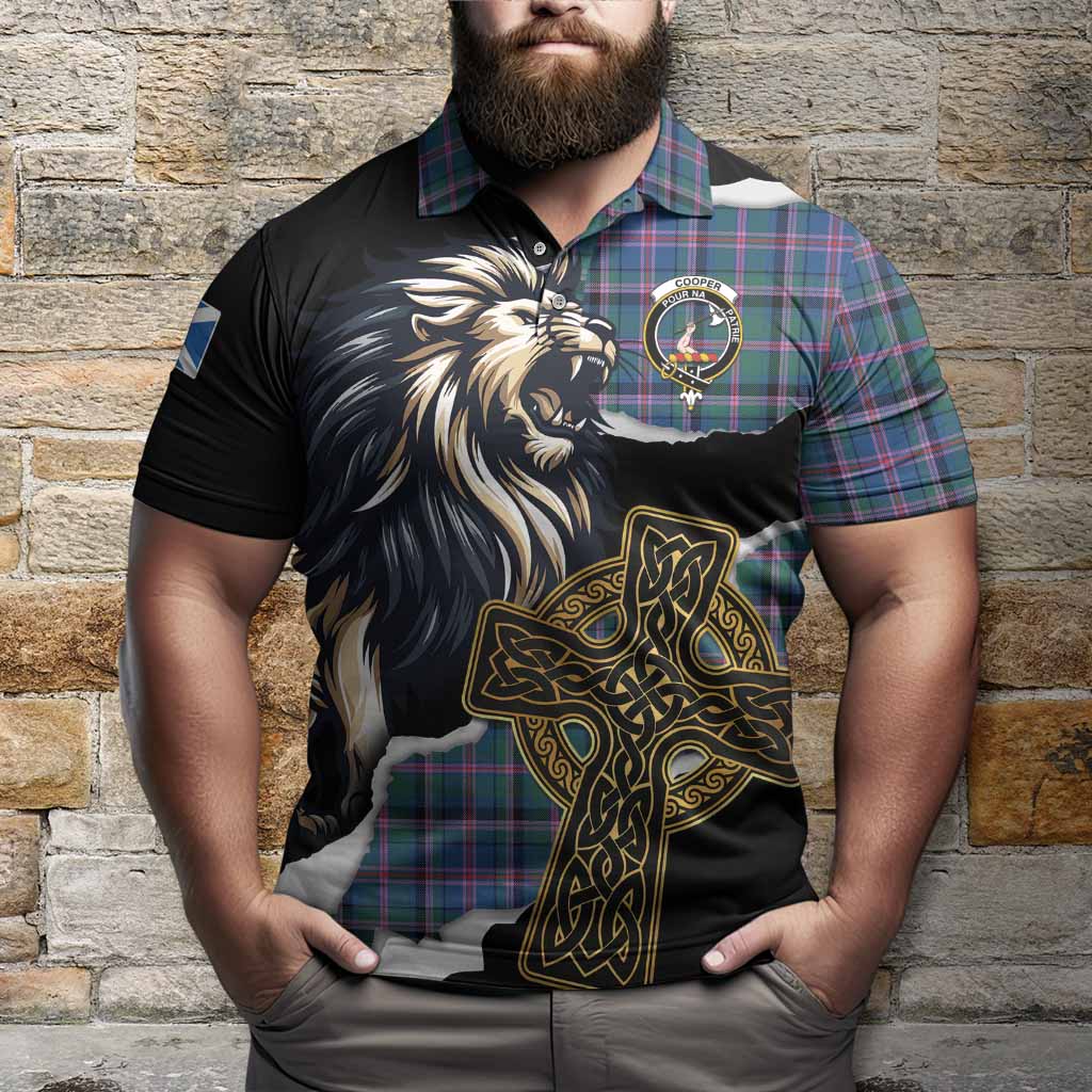 Cooper Tartan Scottish Polo Shirt Lion Celtic Heritage