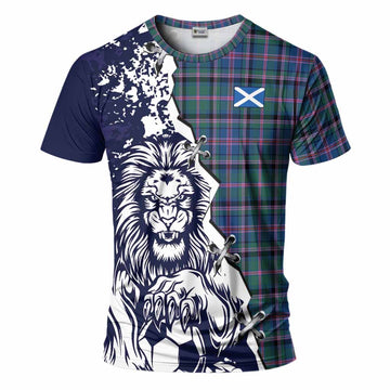 Cooper Tartan Scottish T-Shirt Angry Lion With Soccer Ball Style