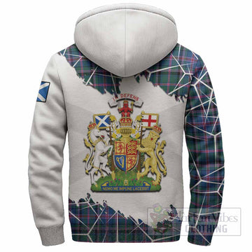 Cooper Tartan Sherpa Hoodie with Family Crest and Lion Rampant Grunge Style