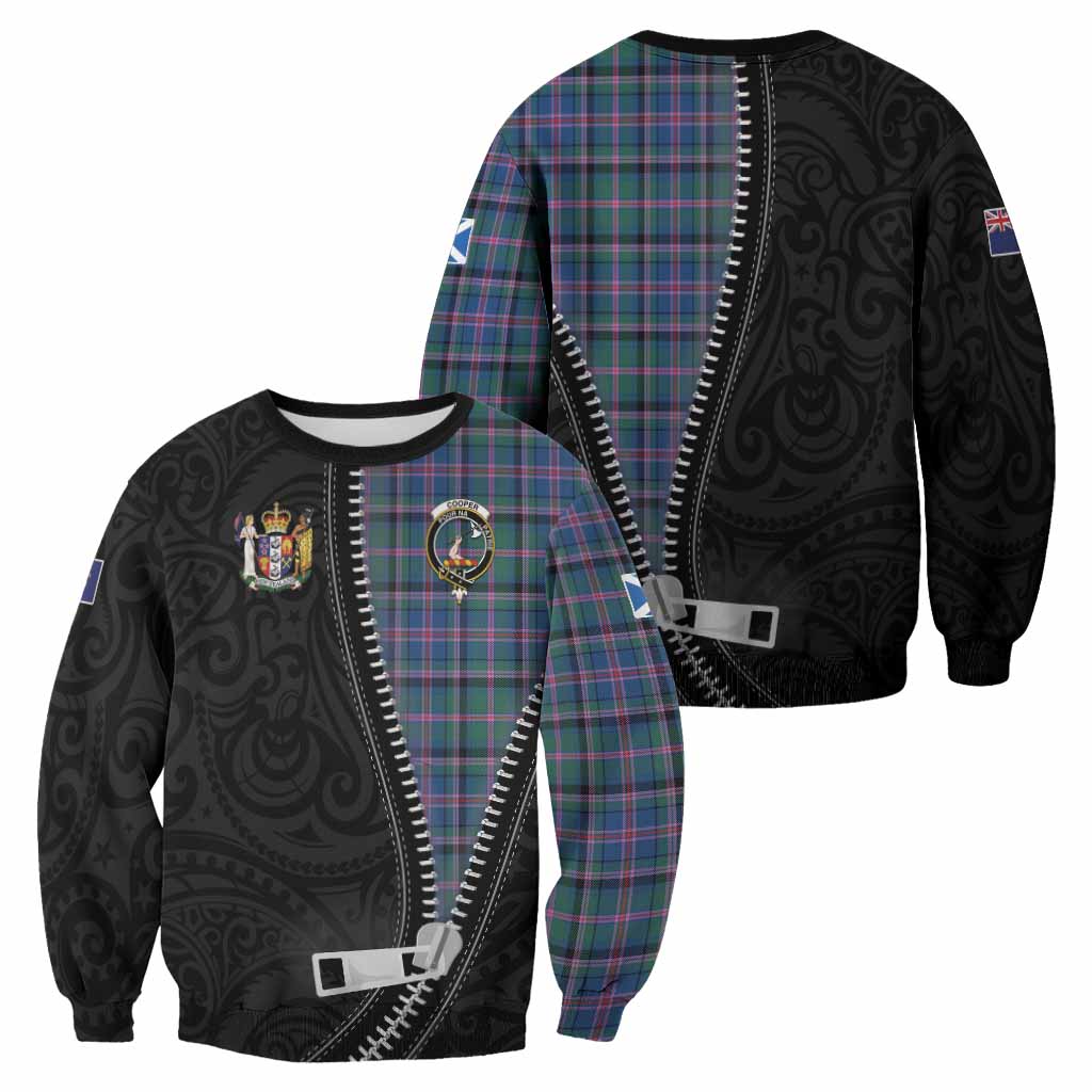Cooper Tartan Sweatshirt New Zealand Pattern Unique Zipper Stylized