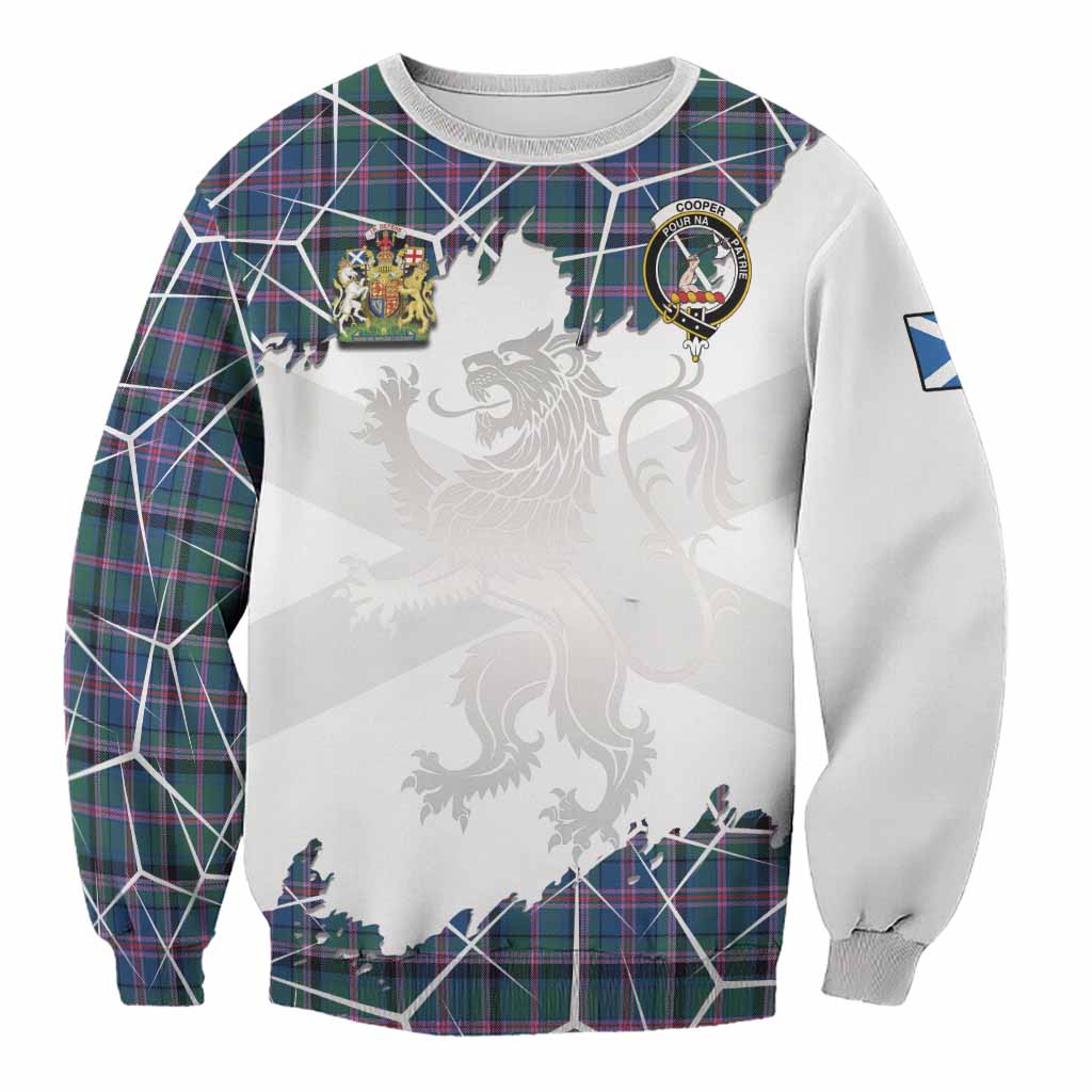 Cooper Tartan Sweatshirt with Family Crest and Lion Rampant Grunge Style