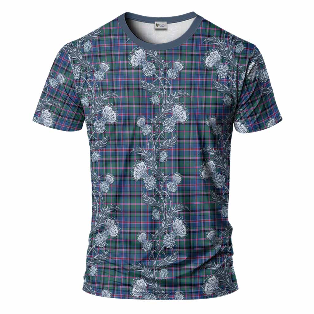 Cooper Tartan T-Shirt Seamless Scottish Thistle Flowers