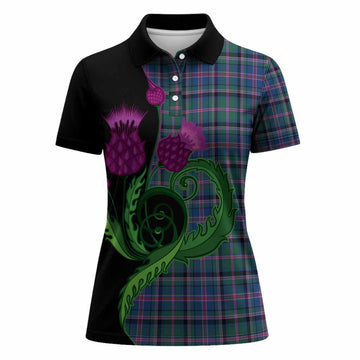 Cooper Tartan Women Polo Shirt Traditional Scottish Thistle