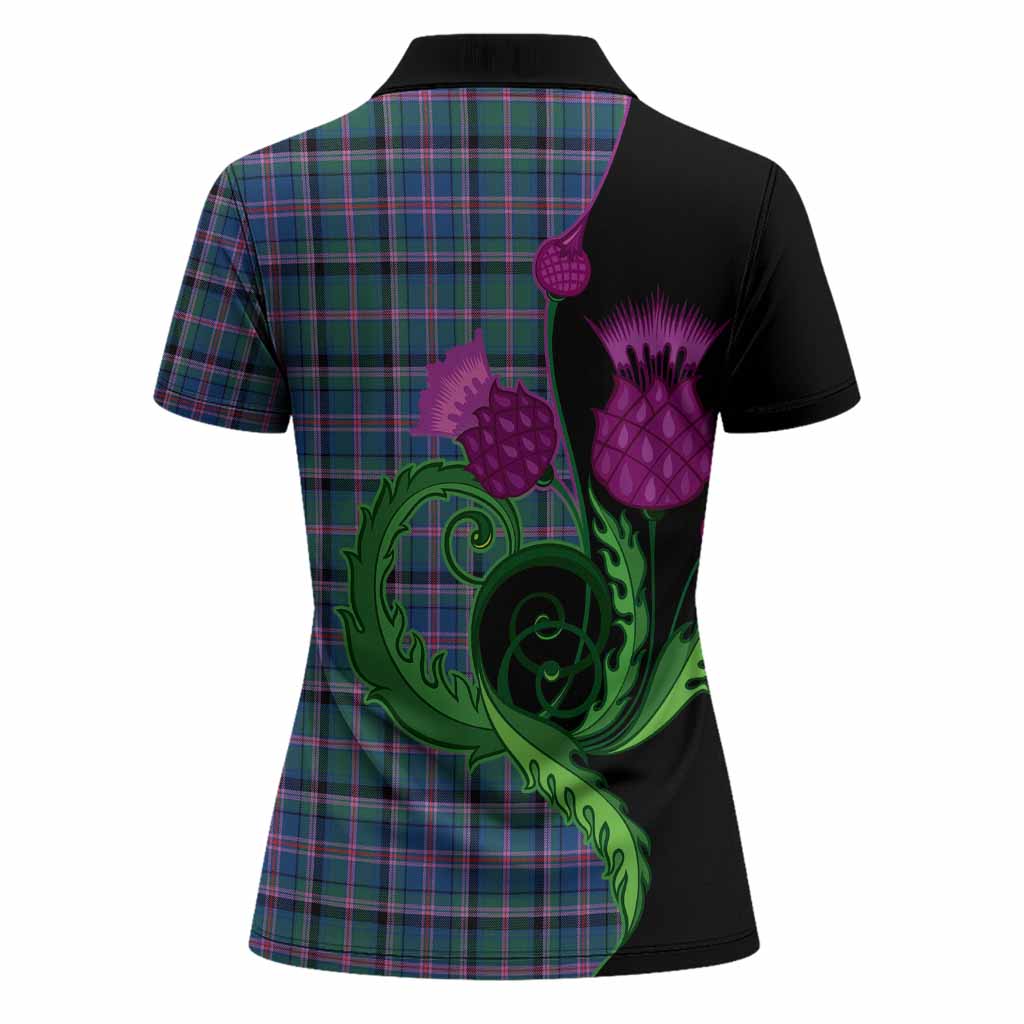 Cooper Tartan Women Polo Shirt Traditional Scottish Thistle