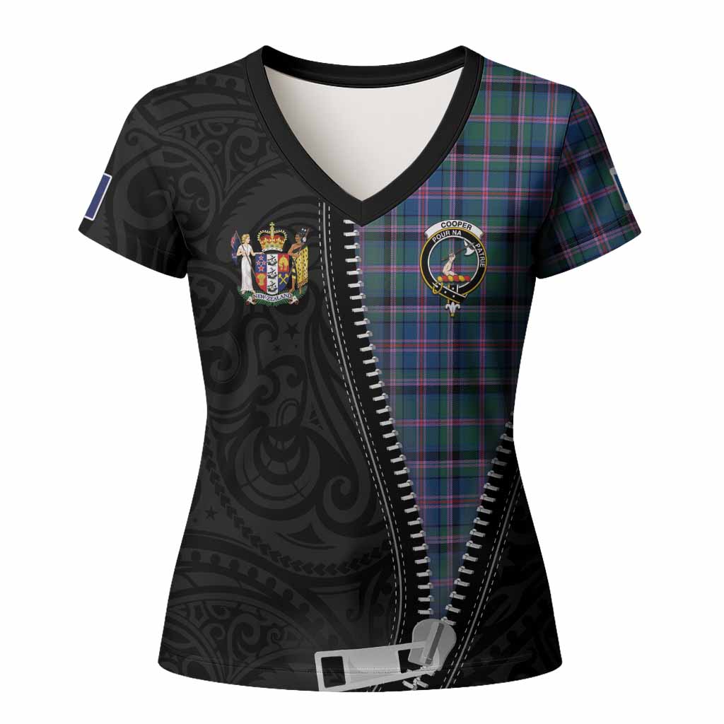 Cooper Tartan Women T shirt New Zealand Pattern Unique Zipper Stylized