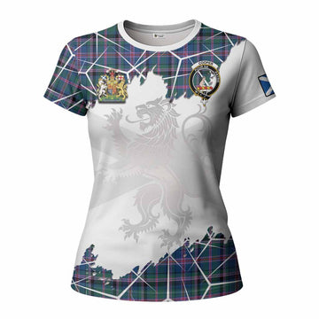 Cooper Tartan Women T shirt with Family Crest and Lion Rampant Grunge Style