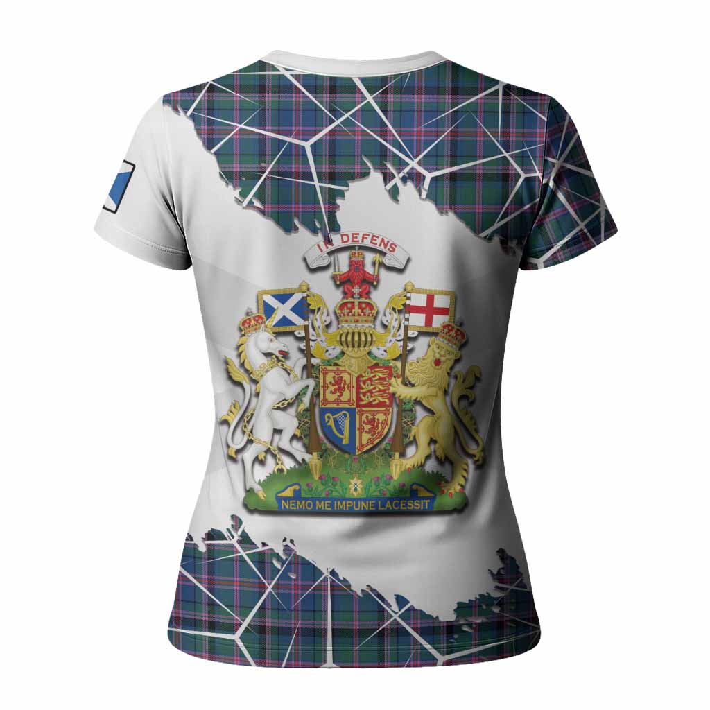 Cooper Tartan Women T shirt with Family Crest and Lion Rampant Grunge Style