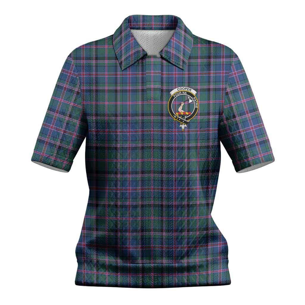 Cooper Tartan Women’s Polo Sweater Top with Family Crest
