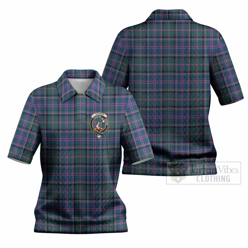 Cooper Tartan Women’s Polo Sweater Top with Family Crest