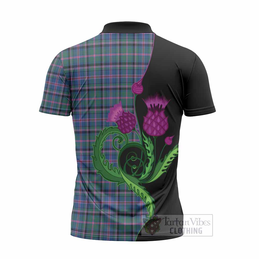 Cooper Tartan Zipper Polo Shirt Traditional Scottish Thistle