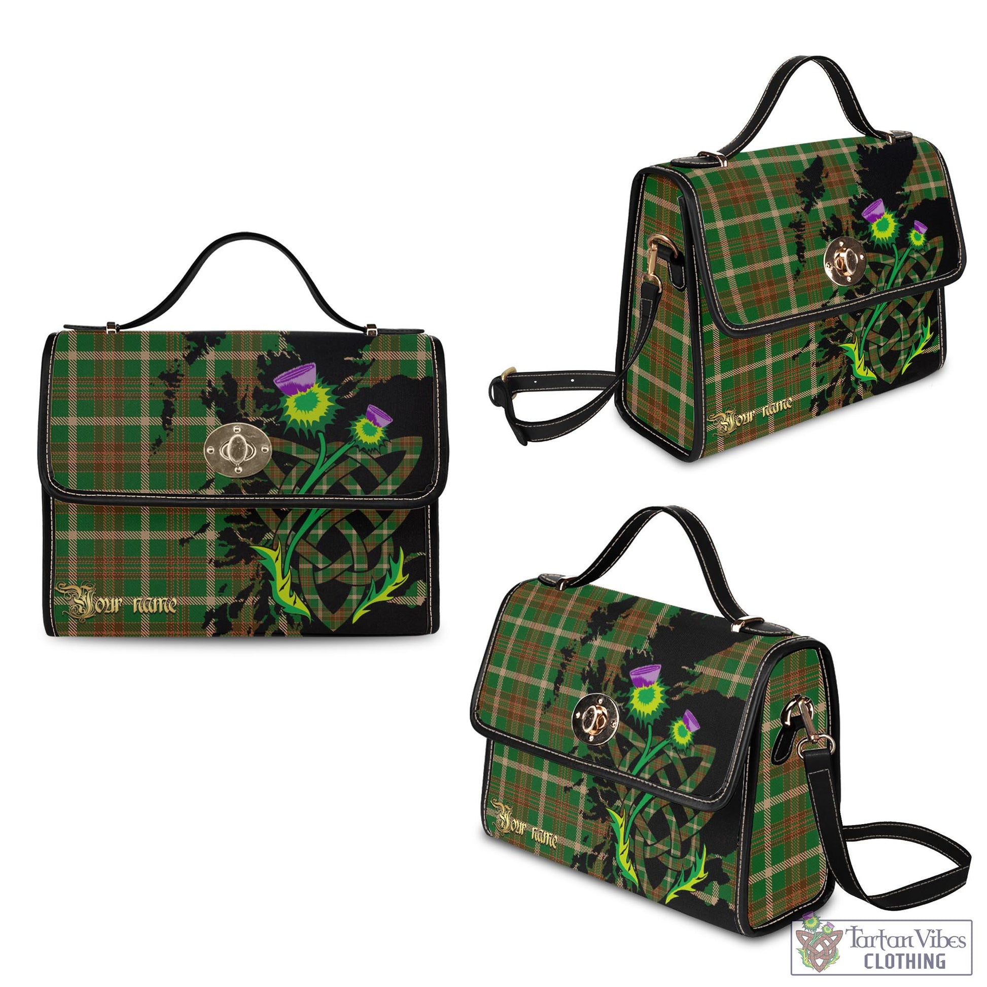 Tartan Vibes Clothing Copeland Tartan Waterproof Canvas Bag with Scotland Map and Thistle Celtic Accents