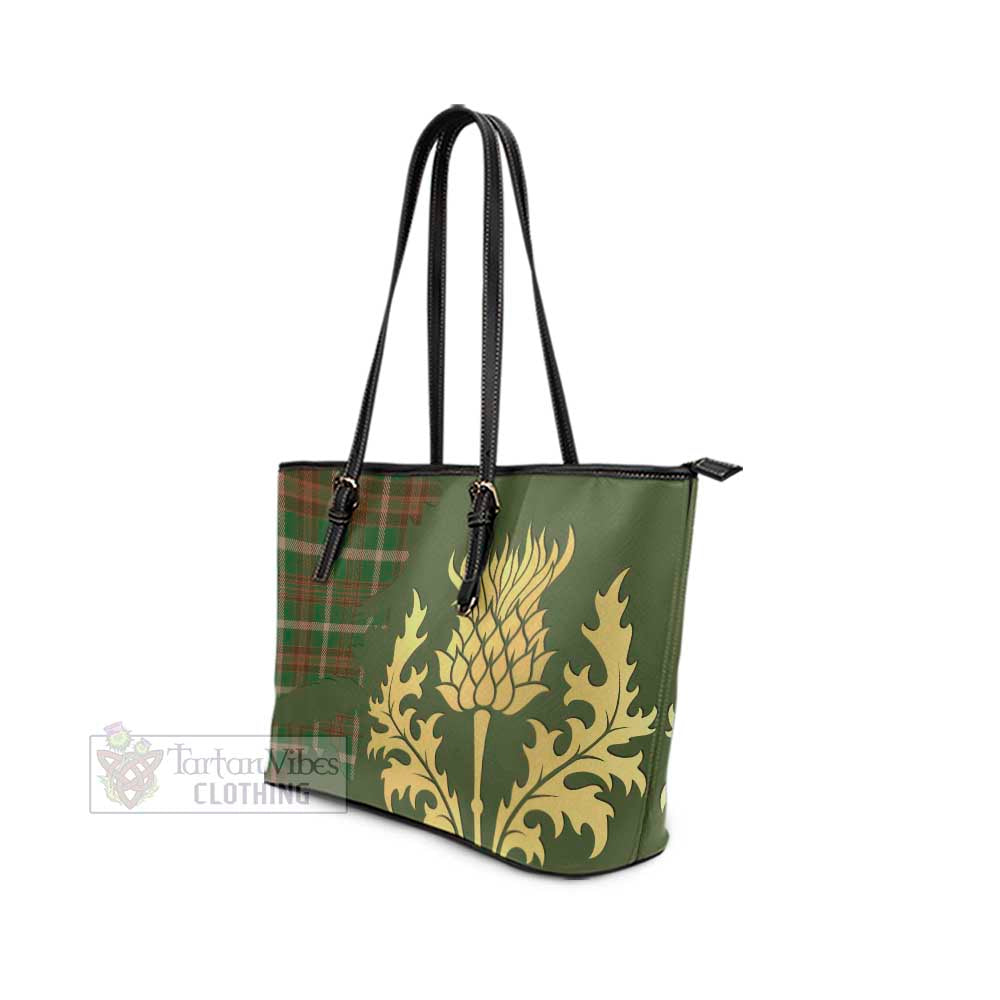 Copeland Tartan Leather Tote Bag Gold Thistle Style - Tartan Vibes Clothing