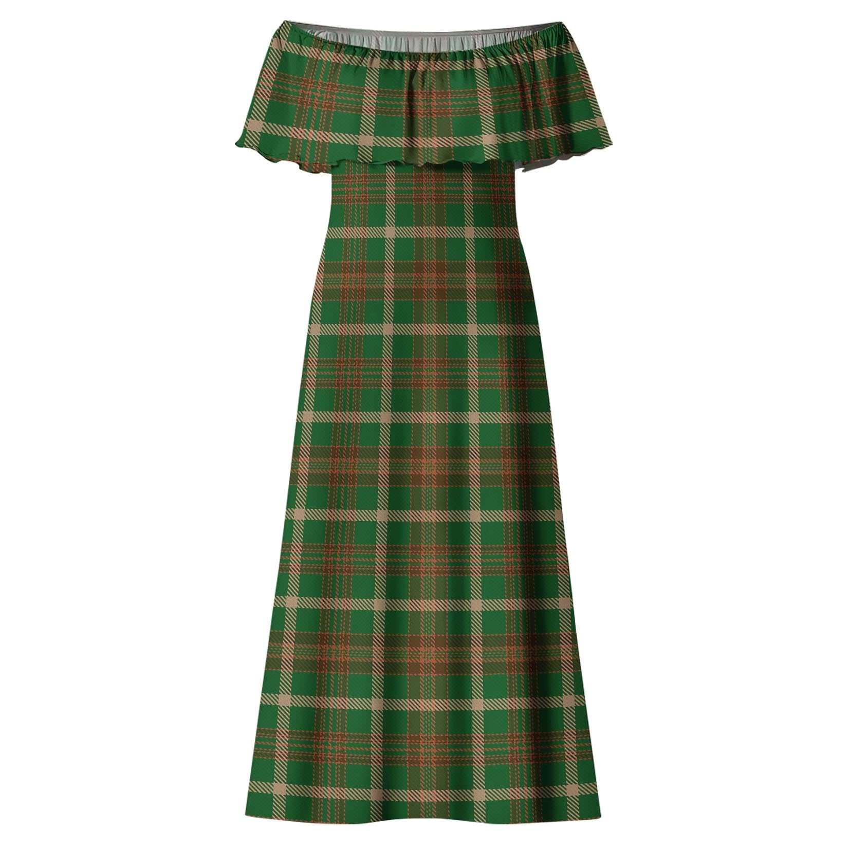 Copeland Tartan Off Shoulder Long Dress - Tartan Vibes Clothing