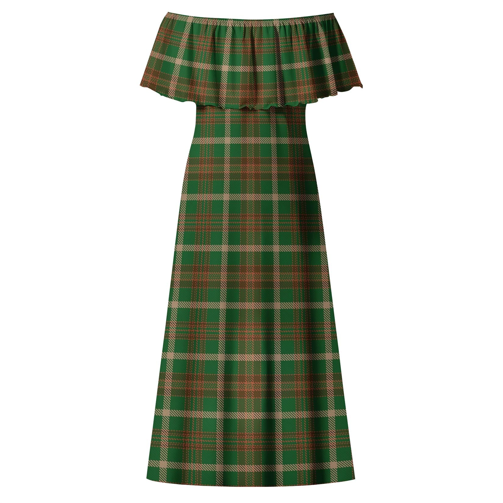 Copeland Tartan Off Shoulder Long Dress - Tartan Vibes Clothing