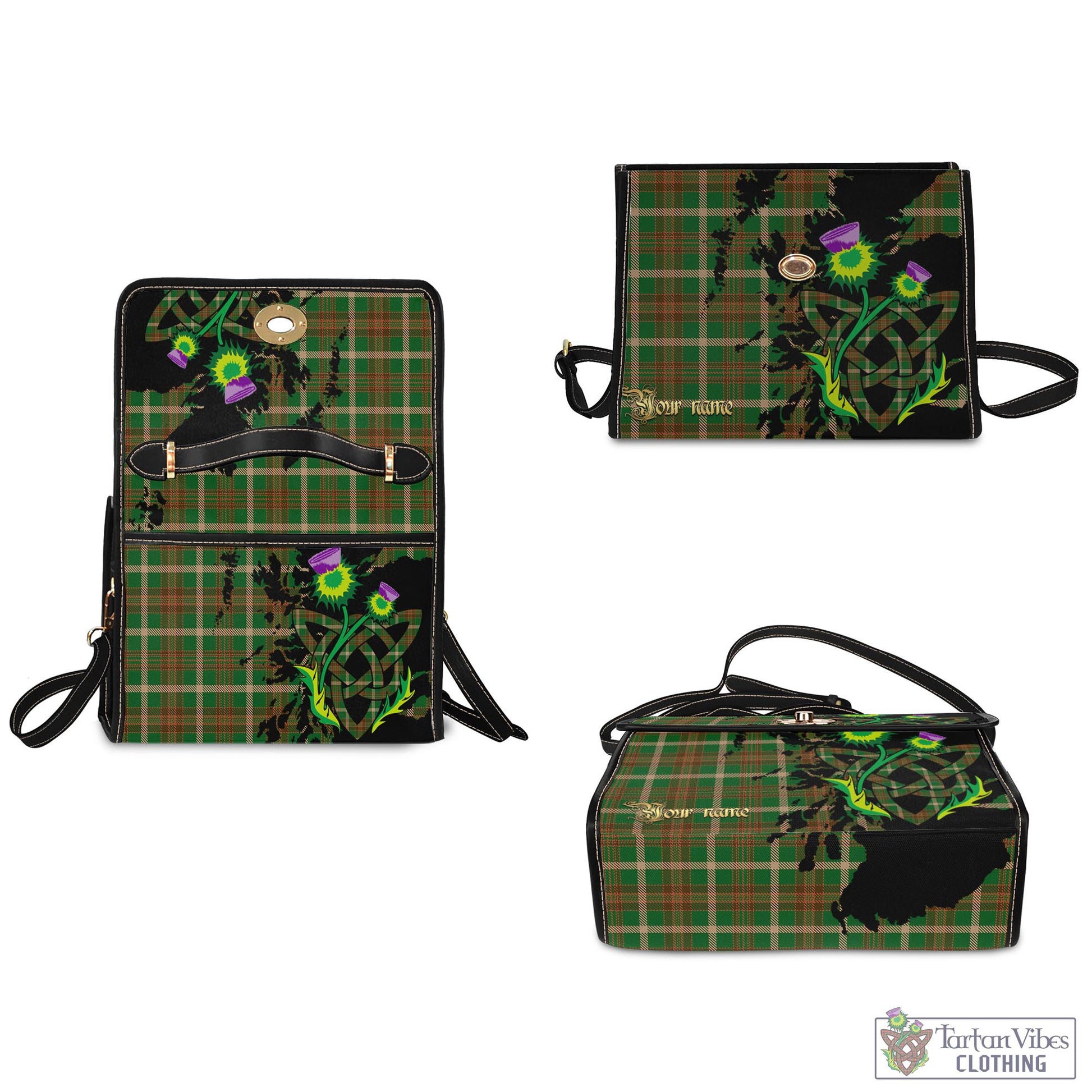 Tartan Vibes Clothing Copeland Tartan Waterproof Canvas Bag with Scotland Map and Thistle Celtic Accents