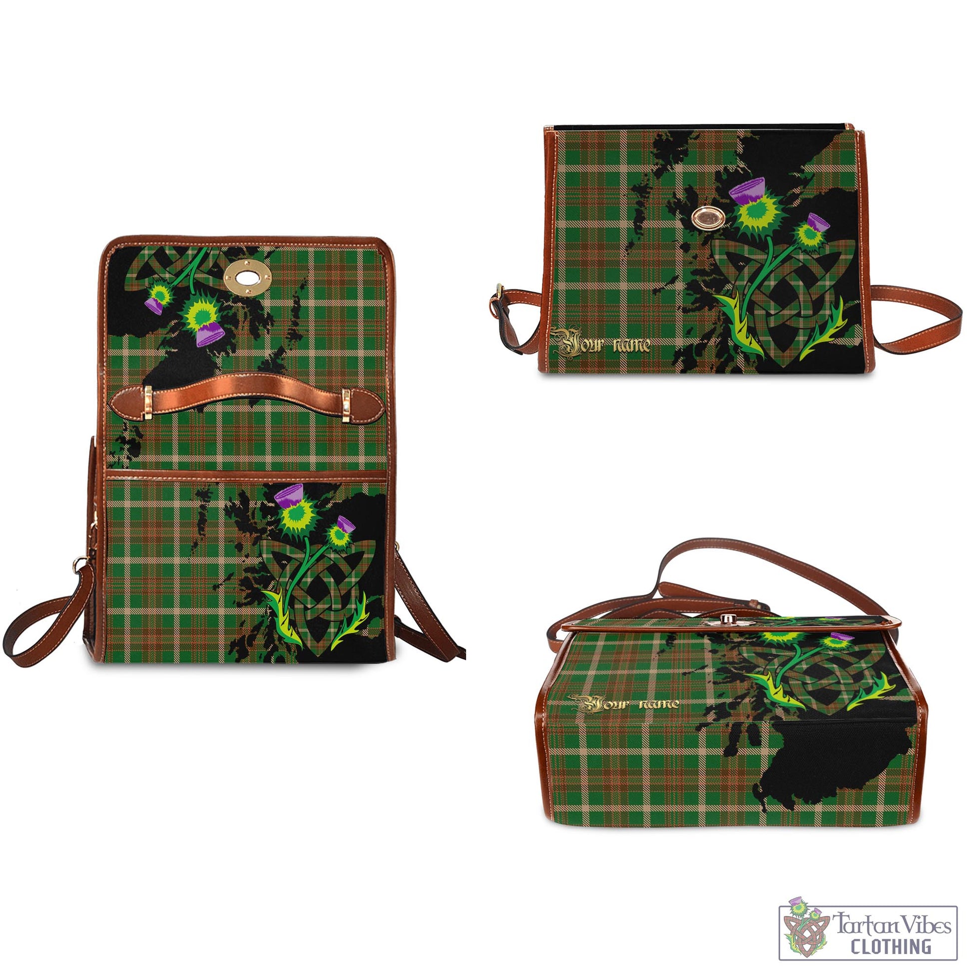 Tartan Vibes Clothing Copeland Tartan Waterproof Canvas Bag with Scotland Map and Thistle Celtic Accents