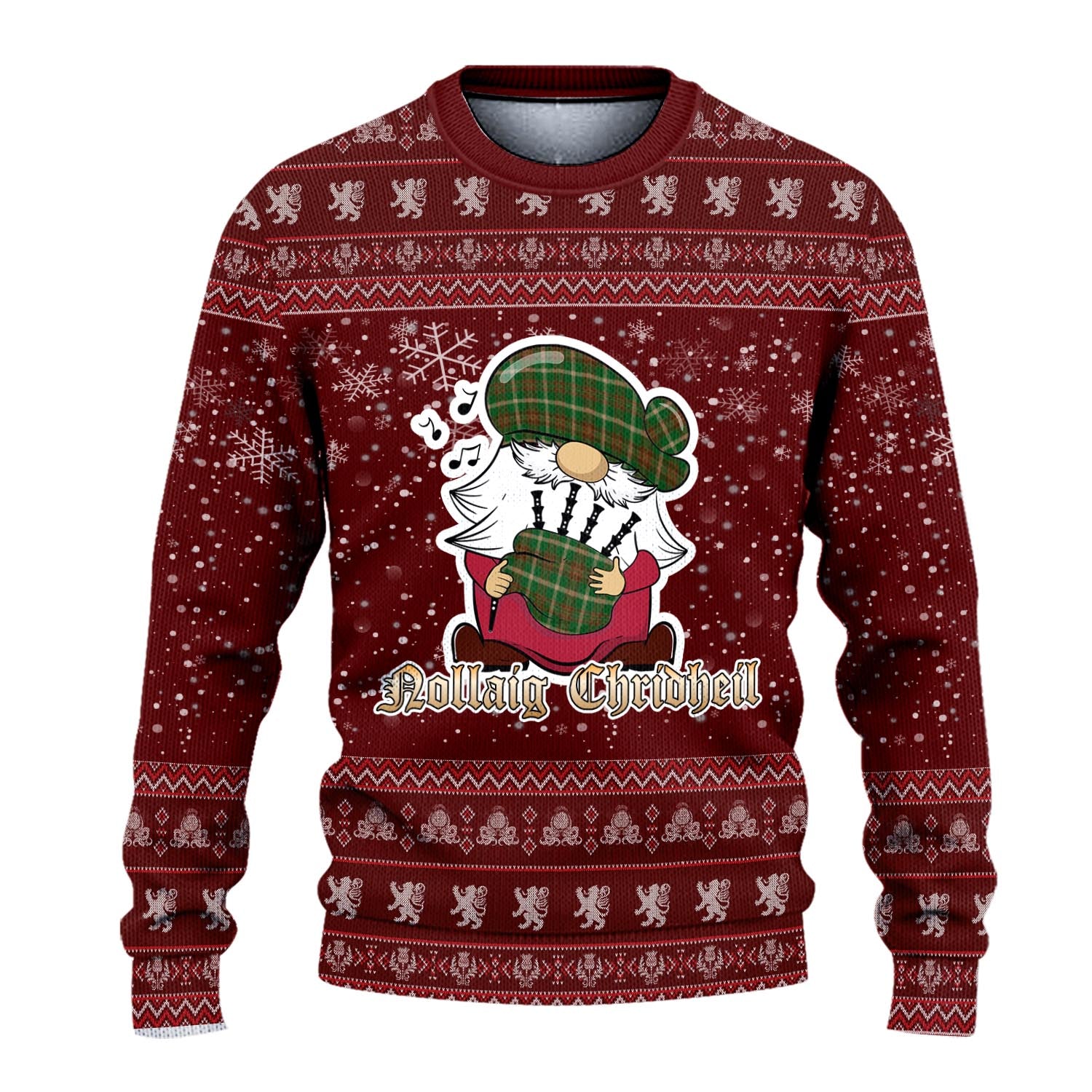 Copeland Clan Christmas Family Knitted Sweater with Funny Gnome Playing Bagpipes - Tartanvibesclothing
