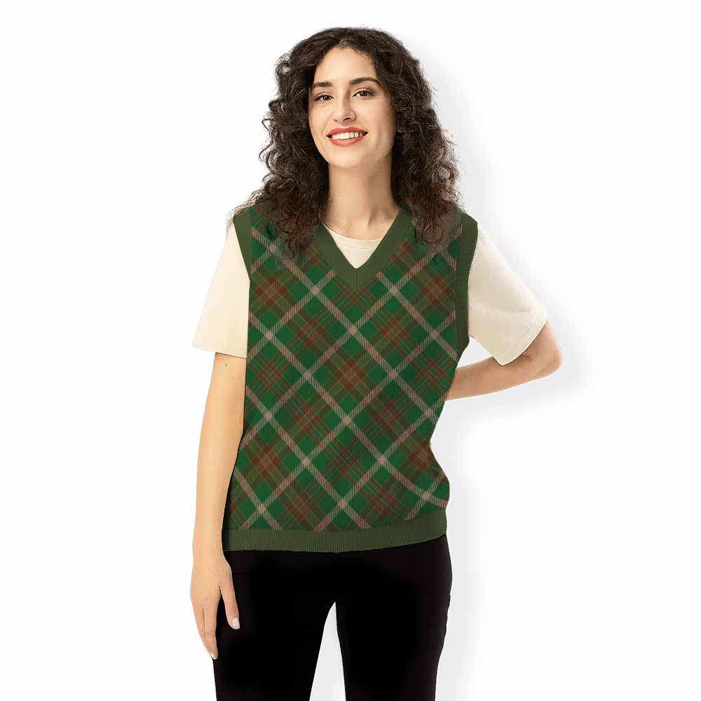 Copeland Tartan  Knitted V-Neck Vest Cross Style