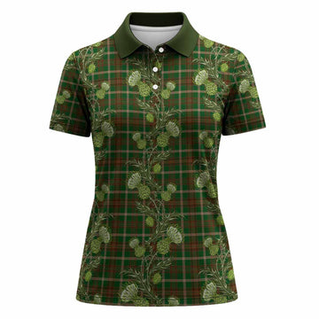 Copeland Tartan Women Polo Shirt Seamless Scottish Thistle Flowers
